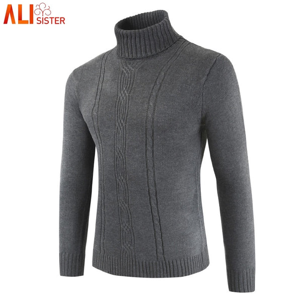 Winter High Neck Thick Warm Sweater Men Turtleneck Brand Mens Sweaters Slim Fit Pullover Men Knitwear Male Pull Homme