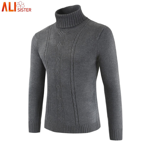 Winter High Neck Thick Warm Sweater Men Turtleneck Brand Mens Sweaters Slim Fit Pullover Men Knitwear Male Pull Homme