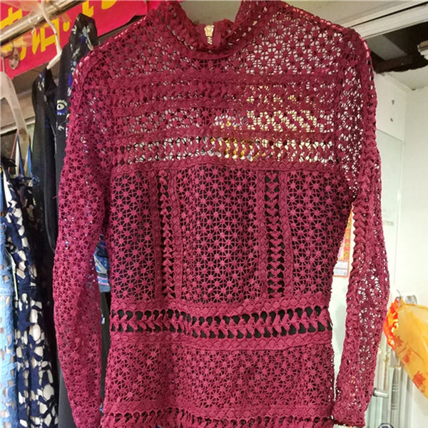 High-end Custom Similar self portrait Dress 2019 Spring Summer Runway Dress Women's Luxury Brand Long Sleeve Lace Ruffles Dress