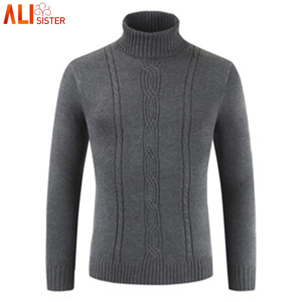 Winter High Neck Thick Warm Sweater Men Turtleneck Brand Mens Sweaters Slim Fit Pullover Men Knitwear Male Pull Homme