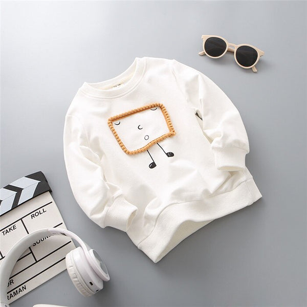 Boys Sweatshirt Fall Kids Cartoon Long Sleeve Hoodies White Basic Tops 2019 New Autumn Children Pullover Tracksuit
