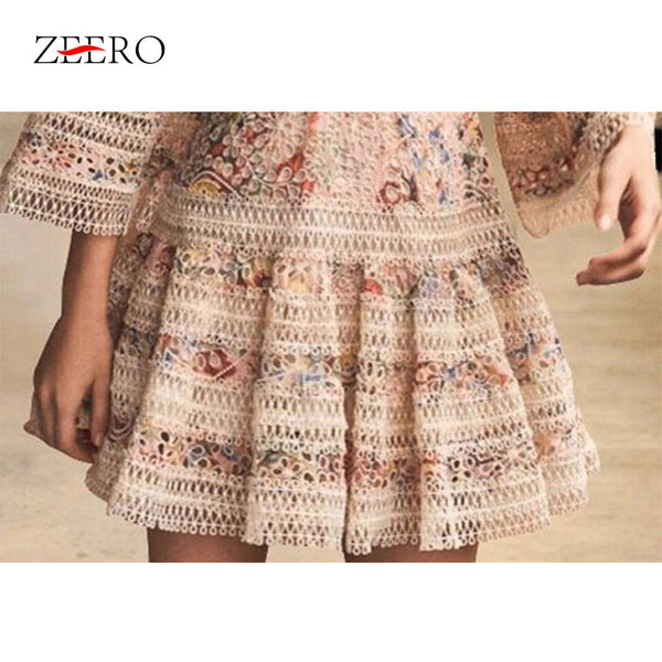 ZEERO High End Self Portrait Boho Women Dress Autumn 2018 Bodycon Sexy Flare Sleeve Mini Dress Dresses Woman Party Night
