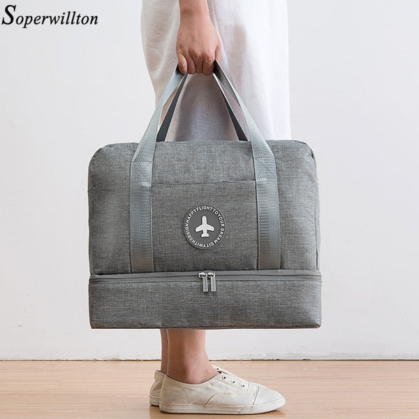Soperwillton Handbag Men Women Travel Bag Portable Organizer Bags Shoe Sorting Pouch dry and wet separation Handbag Male Female
