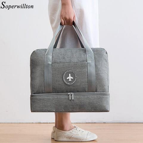 Soperwillton Handbag Men Women Travel Bag Portable Organizer Bags Shoe Sorting Pouch dry and wet separation Handbag Male Female