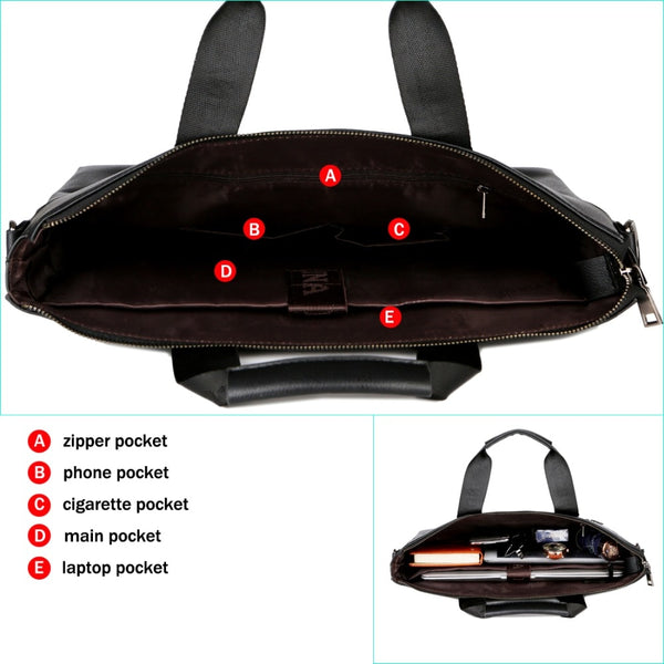 VICUNA POLO Top Sell Fashion Simple Dot Famous Brand Business Men Briefcase Bag Leather Laptop Bag Casual Man Bag Shoulder bags