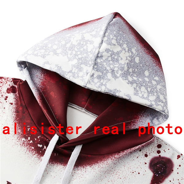 Alisister I'm Fine Horror Wound 3d Hoodies Men Women Plus Size Cosplay Sweatshirts Punk Thin Streetwear With Cap Masculino