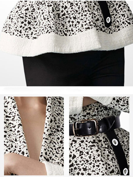 High Quality 2018 women's autumn and winter new streetwear fashion casual turn down collar print slim coat with sashes C2436