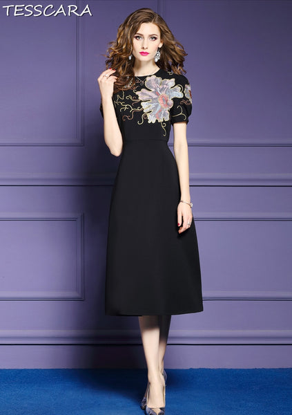 Women Summer &  Autumn Embroidery Dress