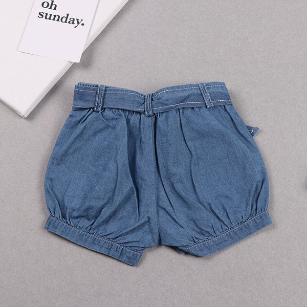 Girls short with belt jeans short baby 100% cotton soft summer pants baby kids pants cute family matching shorts mom & daughter