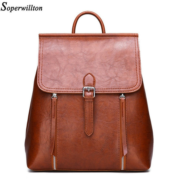 Woman Shoulder Bag Anti Theft PU Leather Backpacks