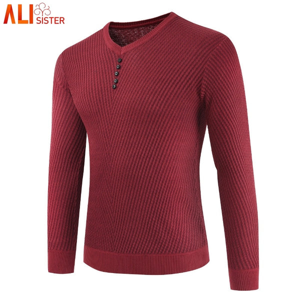 Sweater Men Casual V-Neck Pullover Autumn Slim Fit Long Sleeve Shirt Mens Sweaters Knitted Cashmere Wool Pull Homme
