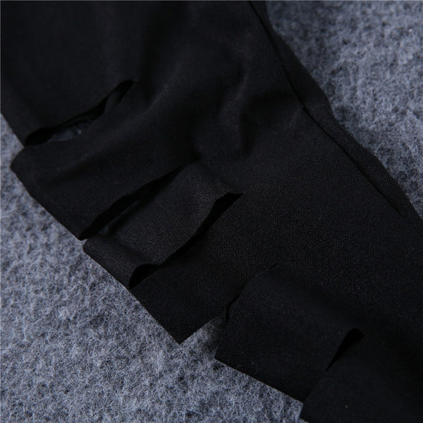 Spring Summer Girls Clothing Sets, Short Sleeve Lace T-shirt Black Hole Legging Pants 2 PCS/set