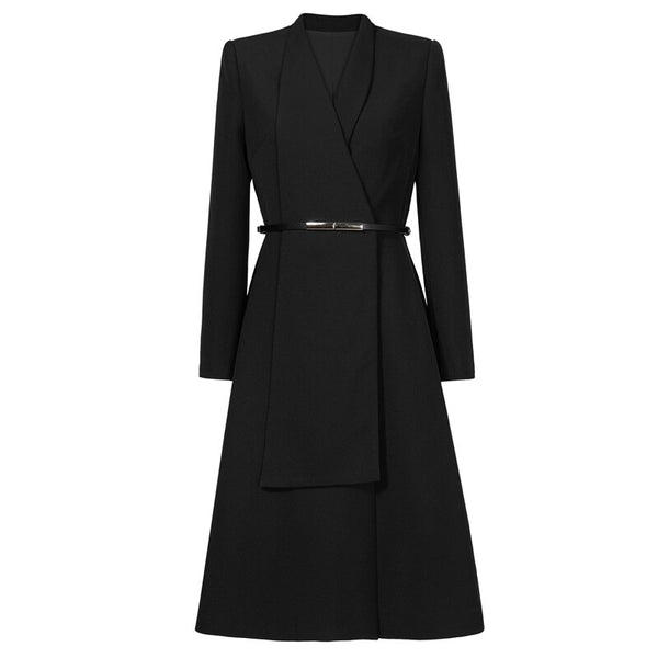 Sashes Knee Length Body-con Long Dresses Elegant Vestidos Long Sleeve Party Office Ladies 2019 New Arrival Dress Women  K053