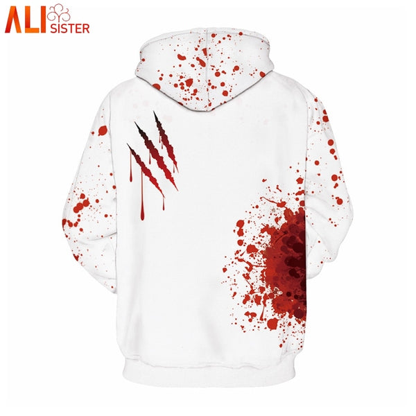 Alisister I'm Fine Horror Wound 3d Hoodies Men Women Plus Size Cosplay Sweatshirts Punk Thin Streetwear With Cap Masculino