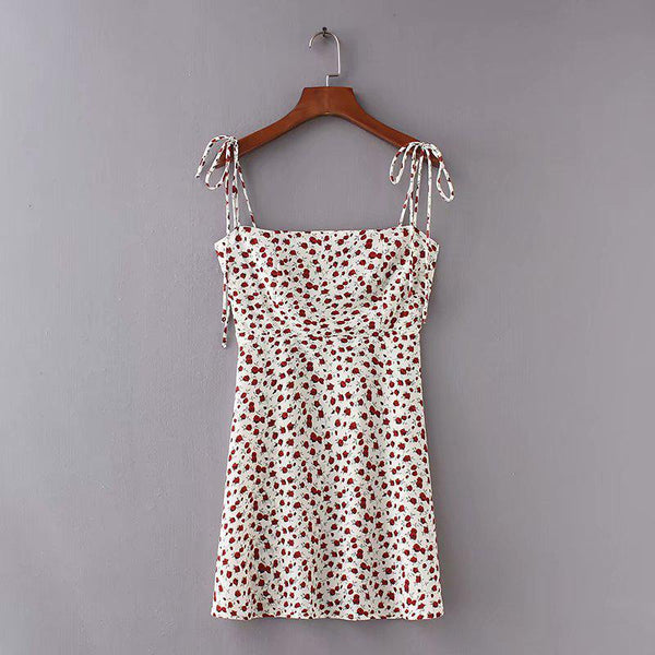 Reformation dot Print  Strapless floral  mini Dress