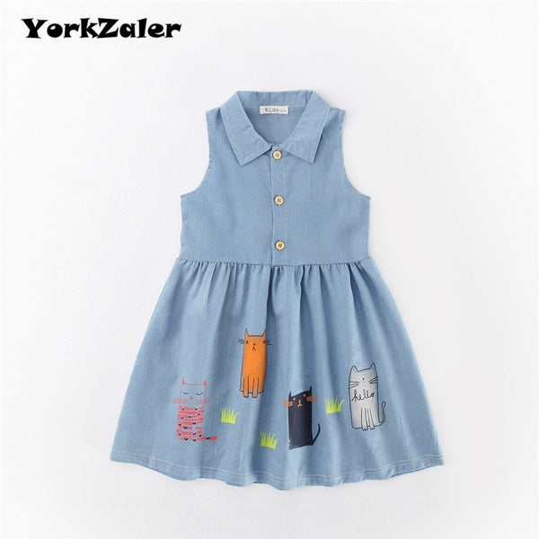 Summer Girls Princess Dress Cotton Sleeveless A-Line