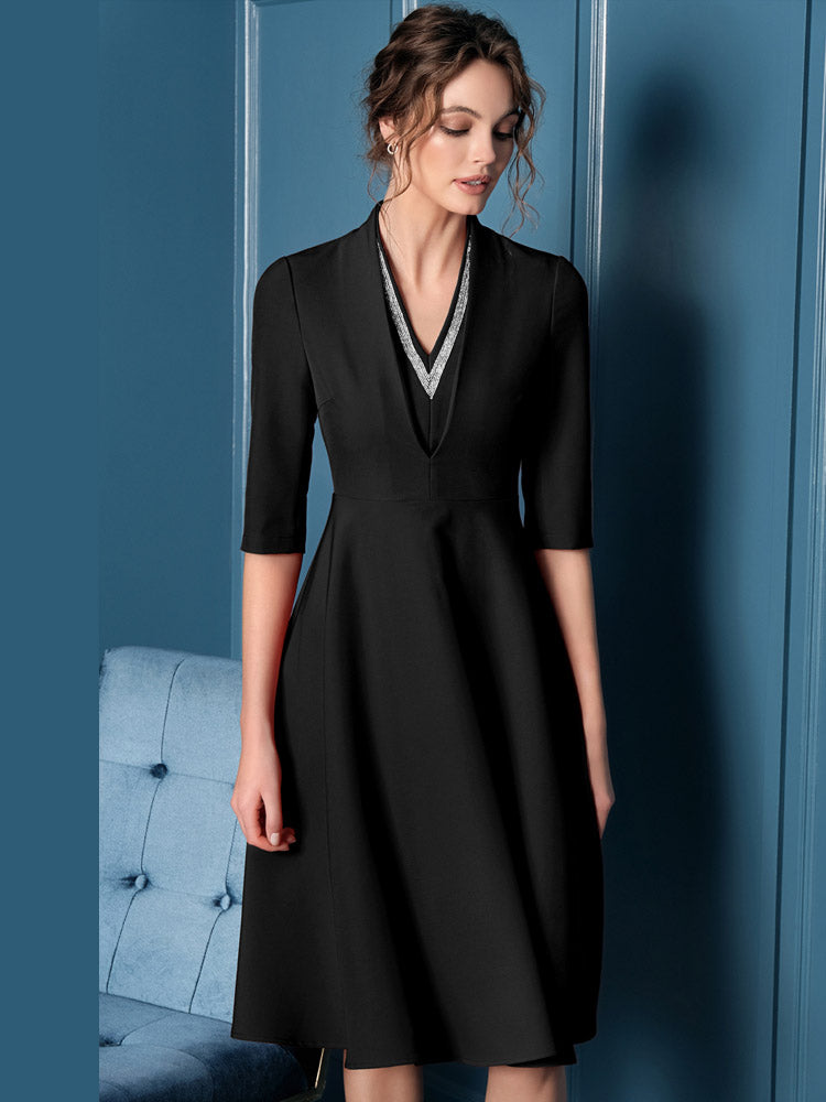 ORIGINAL 2019 Runway Elegant Dresses Office Lady V-Neck Half Sleeve Vestidos A-line dress Party lente damesmode 2019 AB397