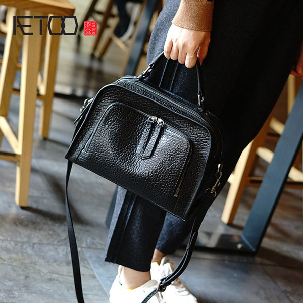 Cowhide handheld women's bag new stylish simple leather large capacity single shoulder crossbody bag