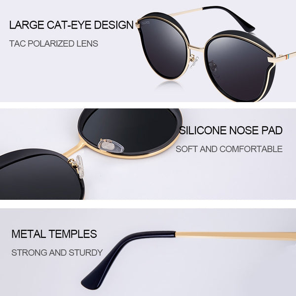 VEGOOS Polarized Women Round Sunglasses PC Frame Colorful Mirrored Lense Fashion Retro Cat Eye Polaroid Sun Glasses  #6115