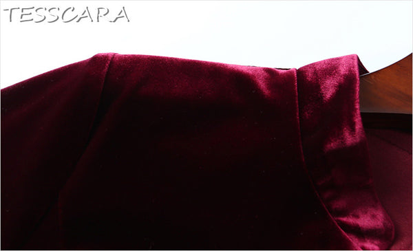 Women Autumn & Winter Elegant Sequin Velvet Dress Festa