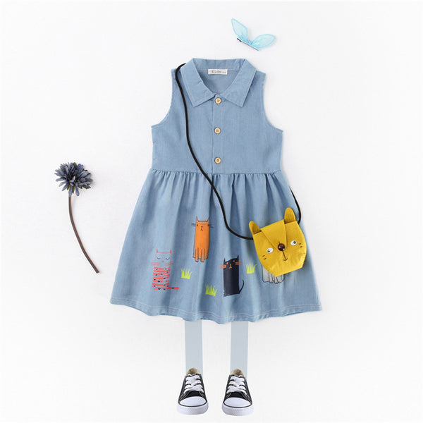 Summer Girls Princess Dress Cotton Sleeveless A-Line