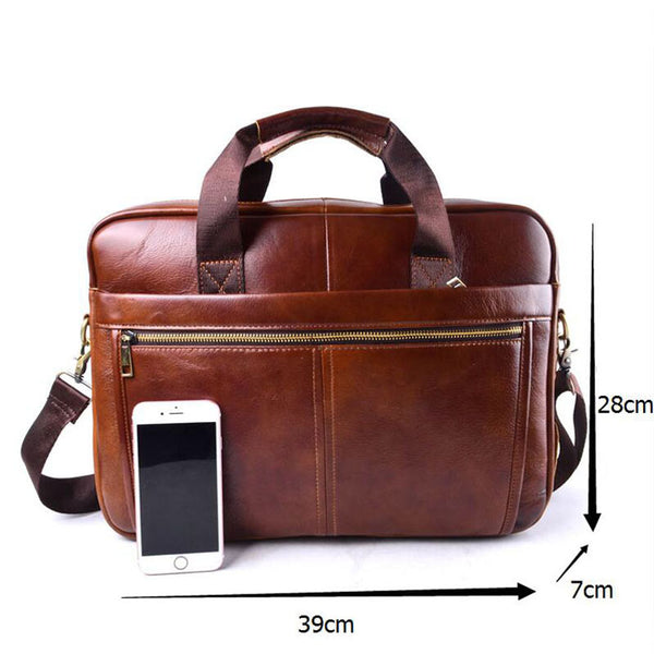 Genuine Cowhide Leather Mens Business Briefcase Laptop Bags Men's Travel Bag Portfolio Men Shoulder Bag Man Handbag