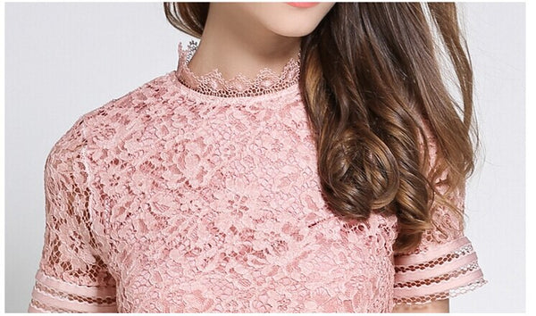 SMTHMA Green/Pink lace stitching Hollow out summer dress 2019 fashion Runway vestidos elegant evening party Casual Dresses