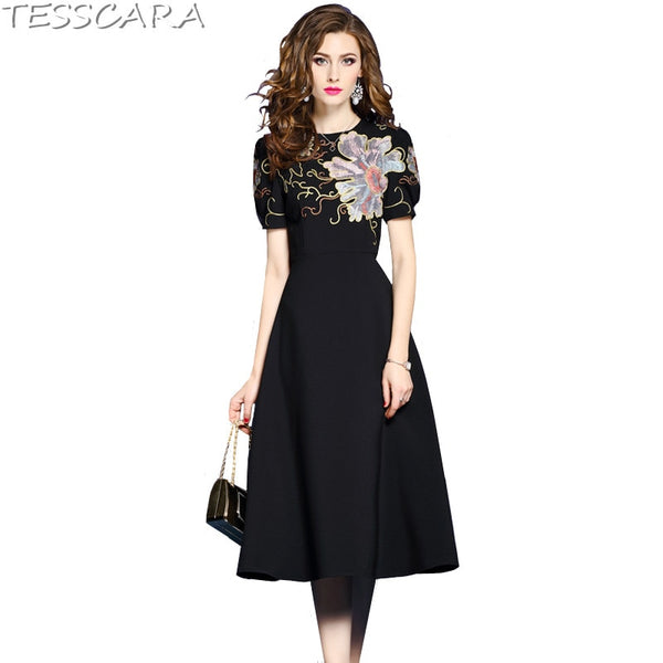 Women Summer &  Autumn Embroidery Dress