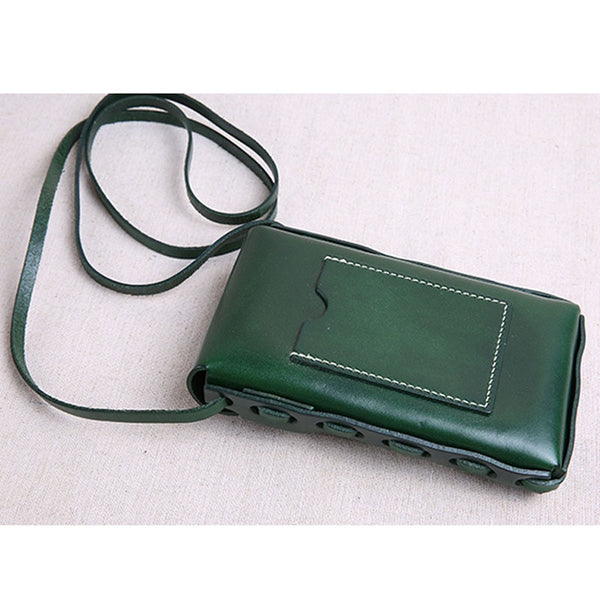 New original handmade leather mobile phone bag mini female bag small bag top layer leather Messenger bag