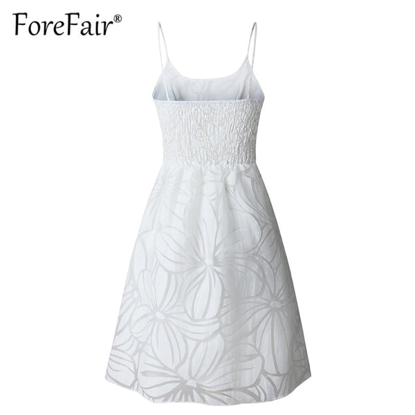 Women White Mesh Dress Elegant Vestidos Mujer 2019 Summer Sleeveless Backless Spaghetti Strap A Line Mini Ruffle Dress