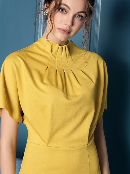 ORIGINAL 2019 Elegant Dresses Office Lady Ruched Batwing Sleeve Vestidos Package Hip dress Party vogue lente damesmode AB396