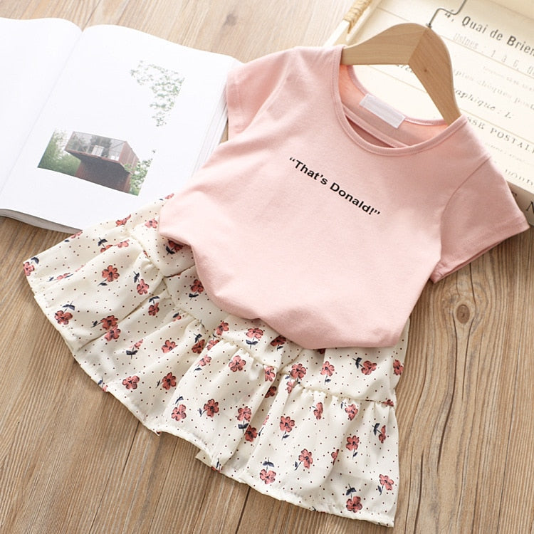 2019 Baby Girl's Outfits Set Cotton T Shirt and Floral Skirt Fashion Children Summer Clothing Suit Cute Set for Baby Girl