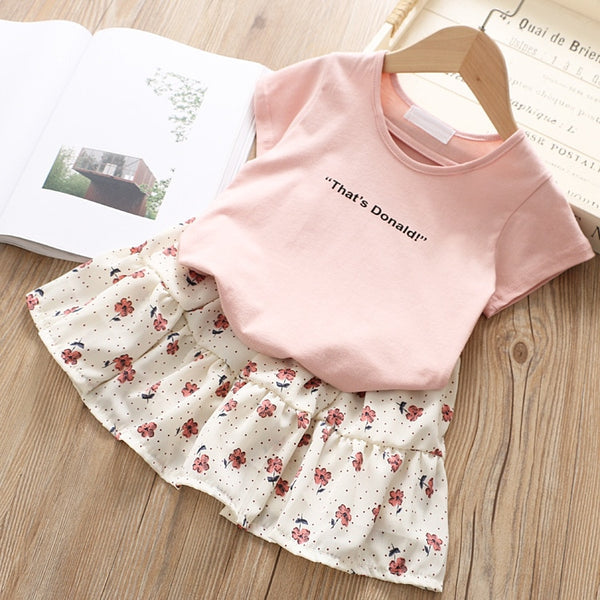2019 Baby Girl's Outfits Set Cotton T Shirt and Floral Skirt Fashion Children Summer Clothing Suit Cute Set for Baby Girl