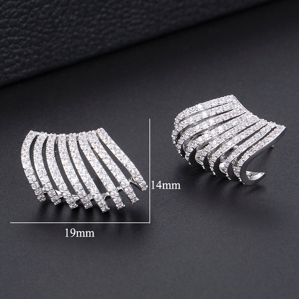 GODKI 19mm Elegant Claws Full Cover For Earlobe Cubic Zircon Dubai Silver Stud Earrings For Women Wedding boucle d'oreille 2018