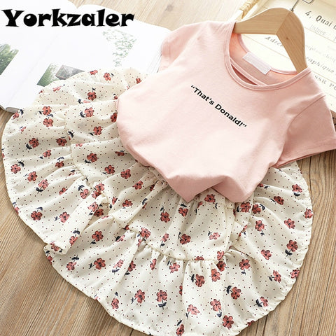2019 Baby Girl's Outfits Set Cotton T Shirt and Floral Skirt Fashion Children Summer Clothing Suit Cute Set for Baby Girl