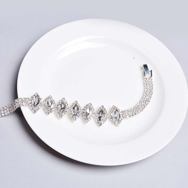 Roman Chain Bracelet for Women Luxury Water Drop Blue Cubic Zircon Inlay Charm Bracelet Bride Wedding BS-HK-2154