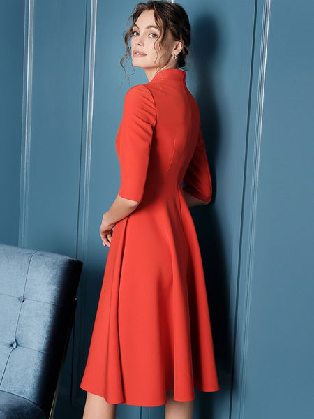 ORIGINAL 2019 Runway Elegant Dresses Office Lady V-Neck Half Sleeve Vestidos A-line dress Party lente damesmode 2019 AB397