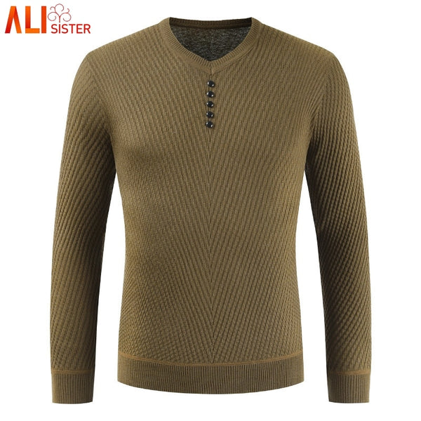 Sweater Men Casual V-Neck Pullover Autumn Slim Fit Long Sleeve Shirt Mens Sweaters Knitted Cashmere Wool Pull Homme