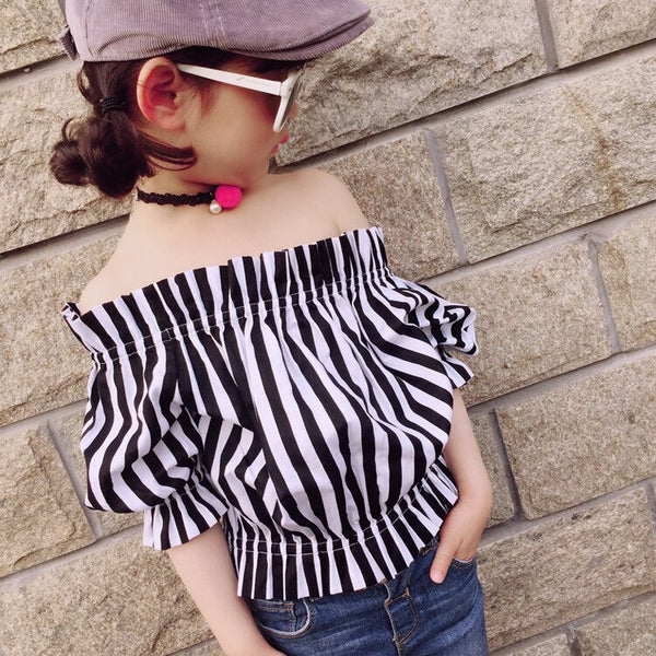 Mommy and Daughter Matching Clothes Fashion Off Shoulder Striped Clothing Cute Lovely Mother and Girls Tops Outfits
