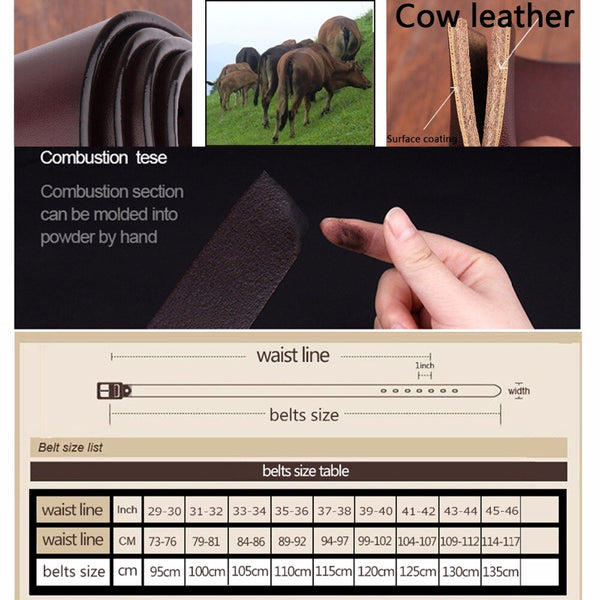 COOLERFIRE 2018 Fashion Men genuine leather belts high quality vintage style male strap classic jeans belts for men 058