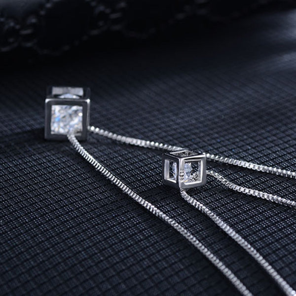 Brand Silver Color Square Cube Rhinestones Choker Statement Necklace Women Double Layer Pendants & Necklaces Jewelry Gifts DZ178