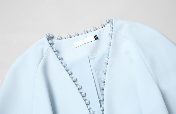 2019 Women Fashion Pants Set Elegant Patchwork Ribbed Beading Embellished Coat Belted and Ankle Length Pencil Skinny Pants C9025