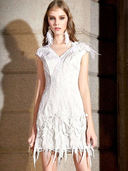 2019 New Style Spring Dress Women v Neck Sleeveless appliques Slim Pencil Party Dresses Vestidos Q107