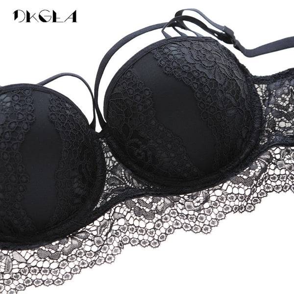 New Top Sexy Underwear Set Cotton Push-up Bra and Panty Sets 3/4 Cup Brand Green Lace Lingerie Set Women Deep V Brassiere Black