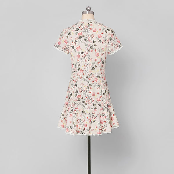 Sweet Girls Fashion Women Dresses Sexy Short Sleeve Night Club Party Floral Dresses O Neck Short Casual Mini Chic Dresses Z1170