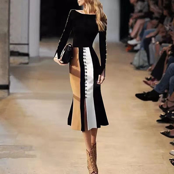 Runway Designer New Fashion High Quality 2019 Spring Party Sexy Black Long Sleeve Top Mermaid Half Skirt Elegant Women'S Sets