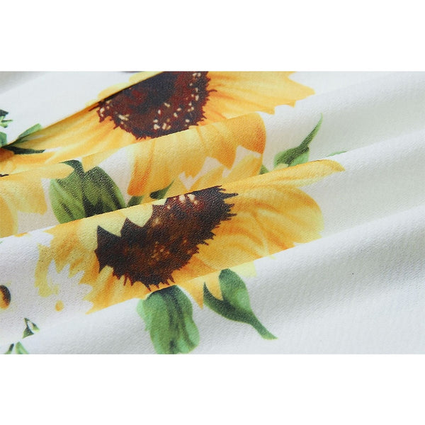 Women Fashion Print Summer Beach Dress With Pocket