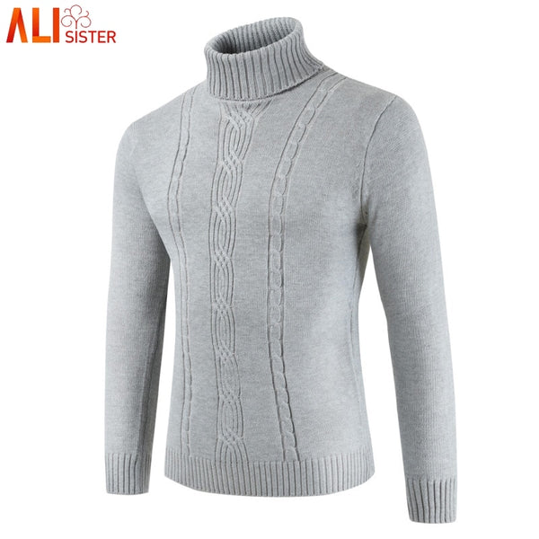 Winter High Neck Thick Warm Sweater Men Turtleneck Brand Mens Sweaters Slim Fit Pullover Men Knitwear Male Pull Homme