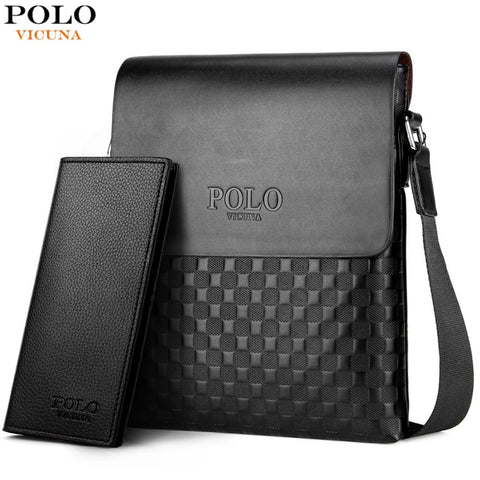 VICUNA POLO Classic Plaid Design Business Man Bag Vintage Brand Mens Messenger Bag Casual Grid Shoulder Bag For Male bolsa Hot