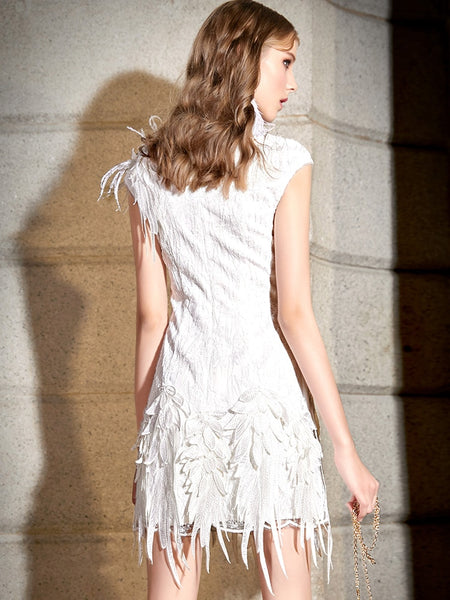 2019 New Style Spring Dress Women v Neck Sleeveless appliques Slim Pencil Party Dresses Vestidos Q107